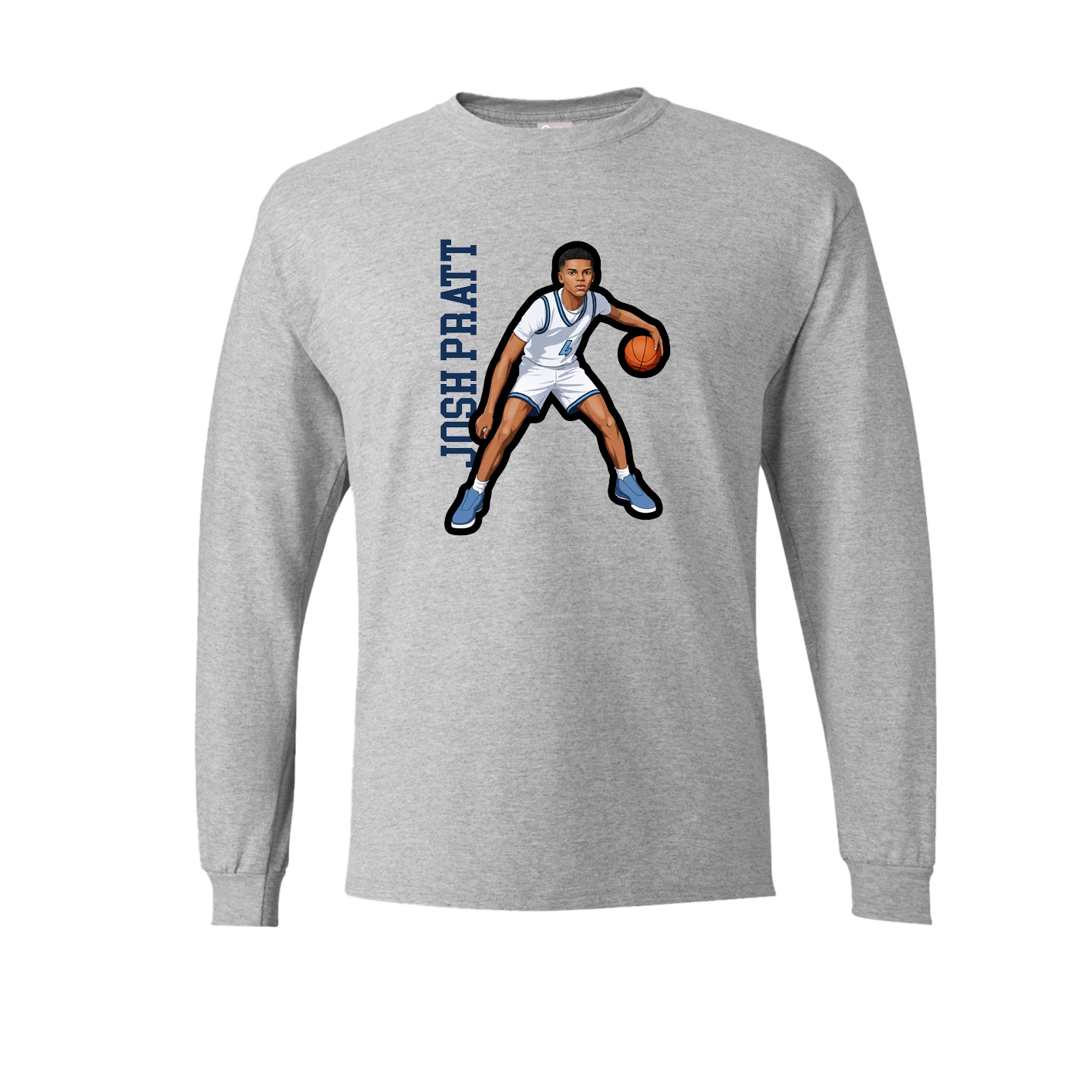Long Sleeve Tee — Name Vertical in Grey