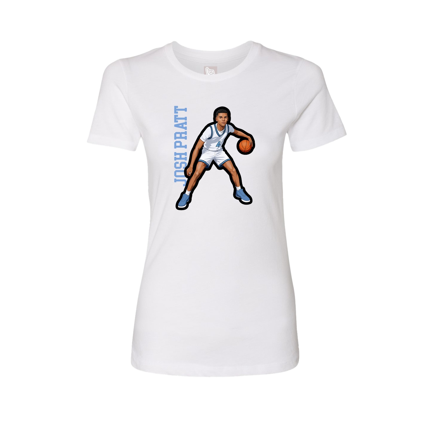 Fitted Women's Tee — Name Vertical in White