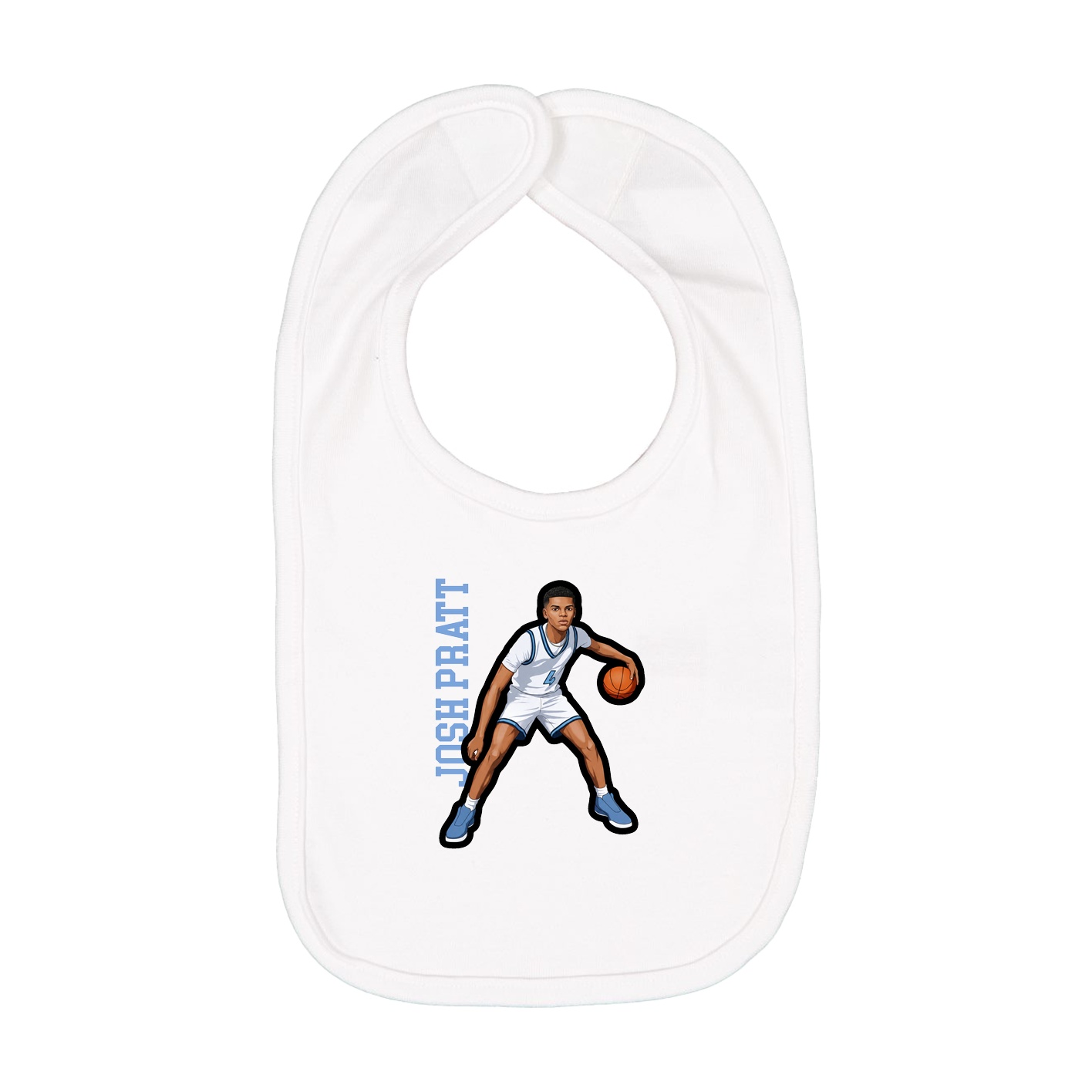 Infant Bib — Name Vertical in White