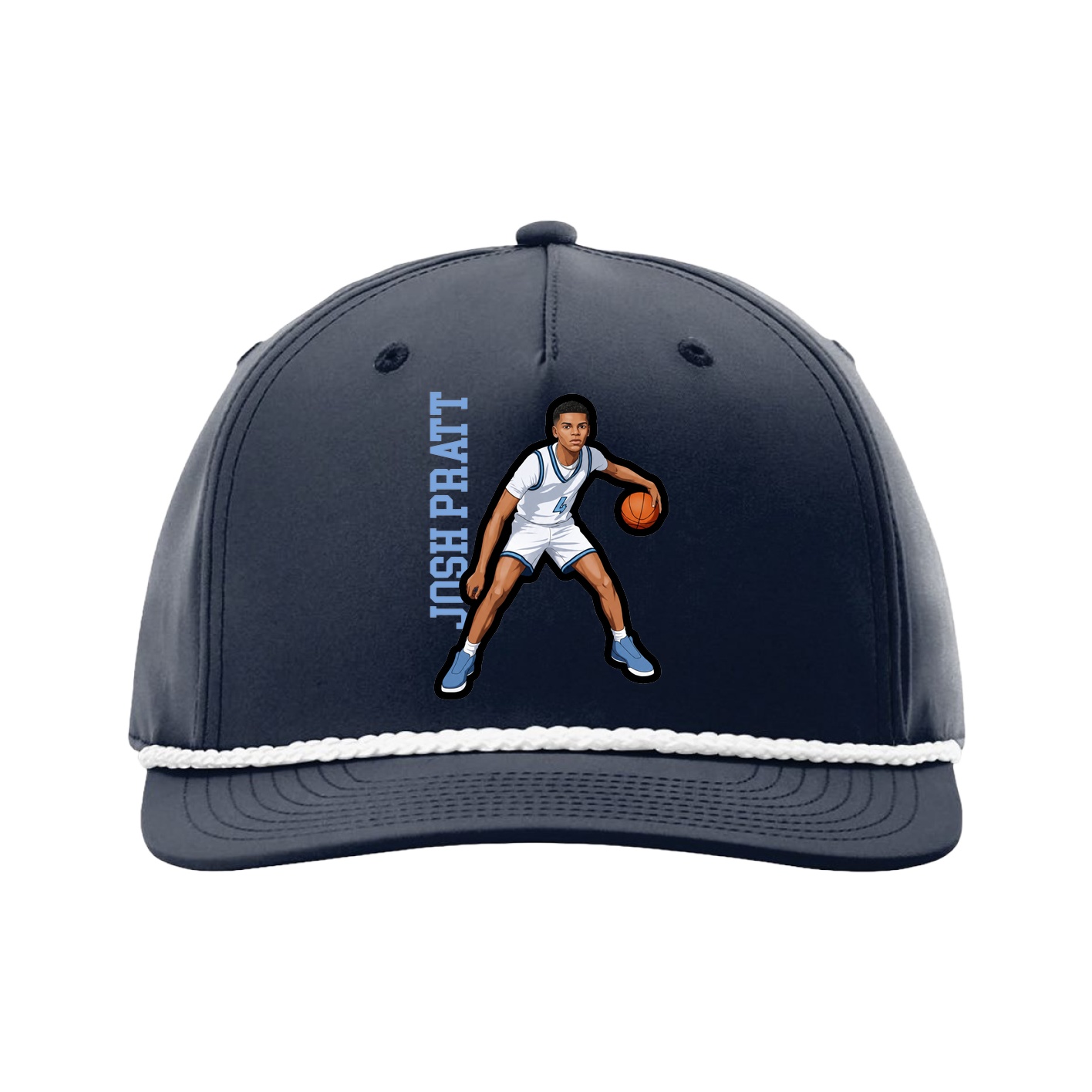 Five-Panel Classic Rope Cap — Name Vertical in Navy