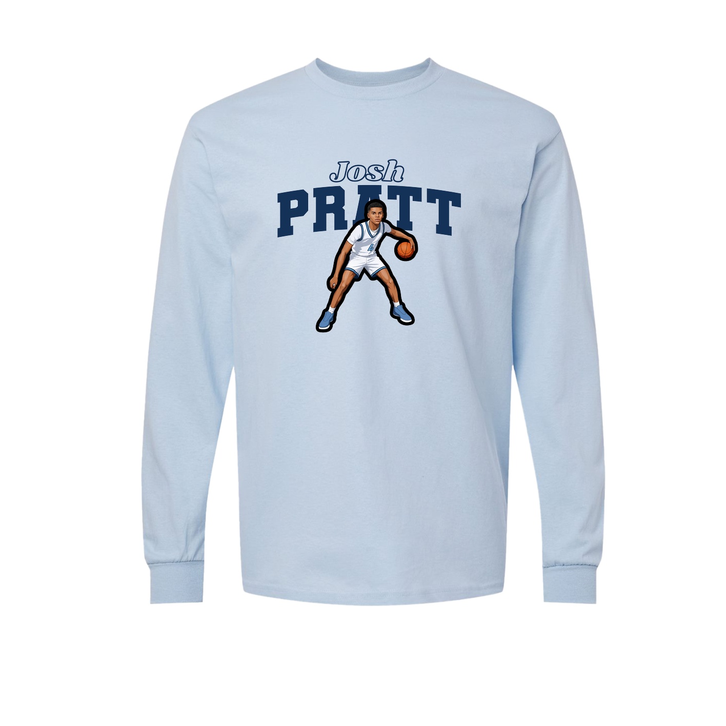 Long Sleeve Tee — Name Arch in Light Blue
