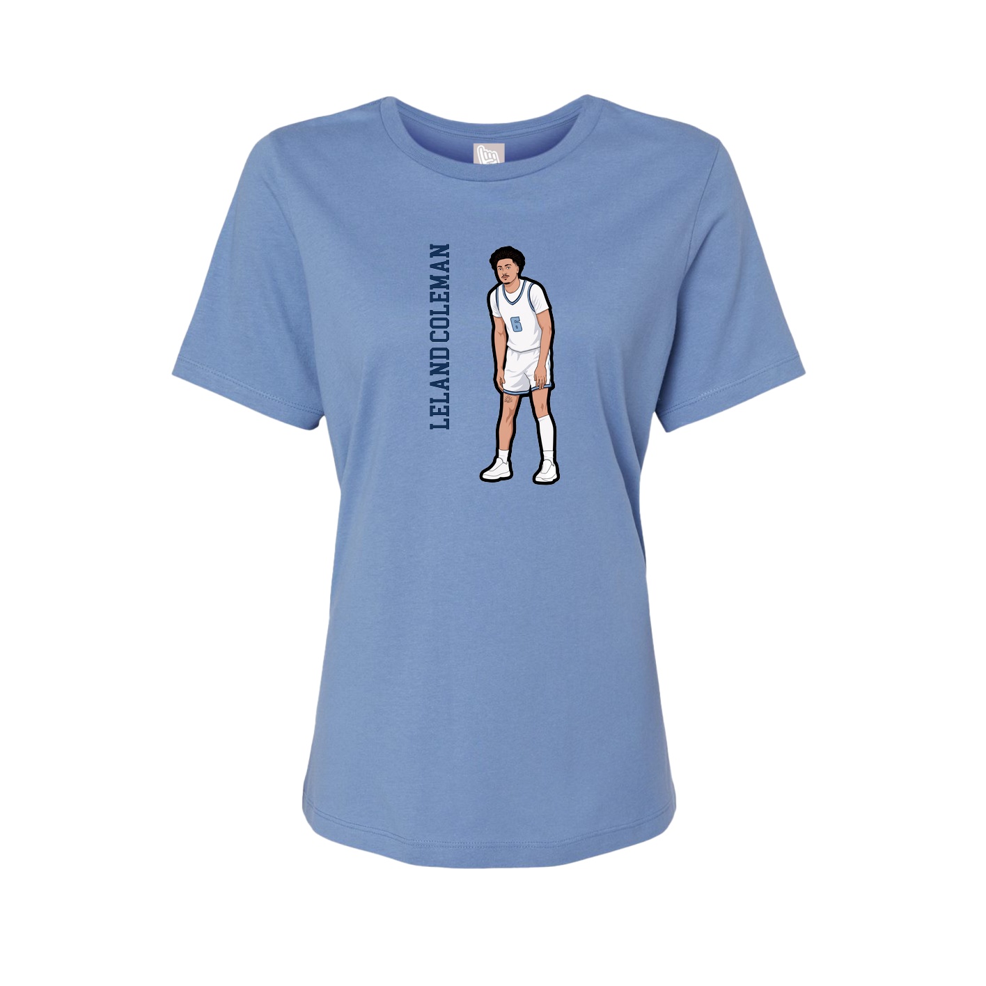 Fitted Women's Tee — Name Vertical in Powder Blue
