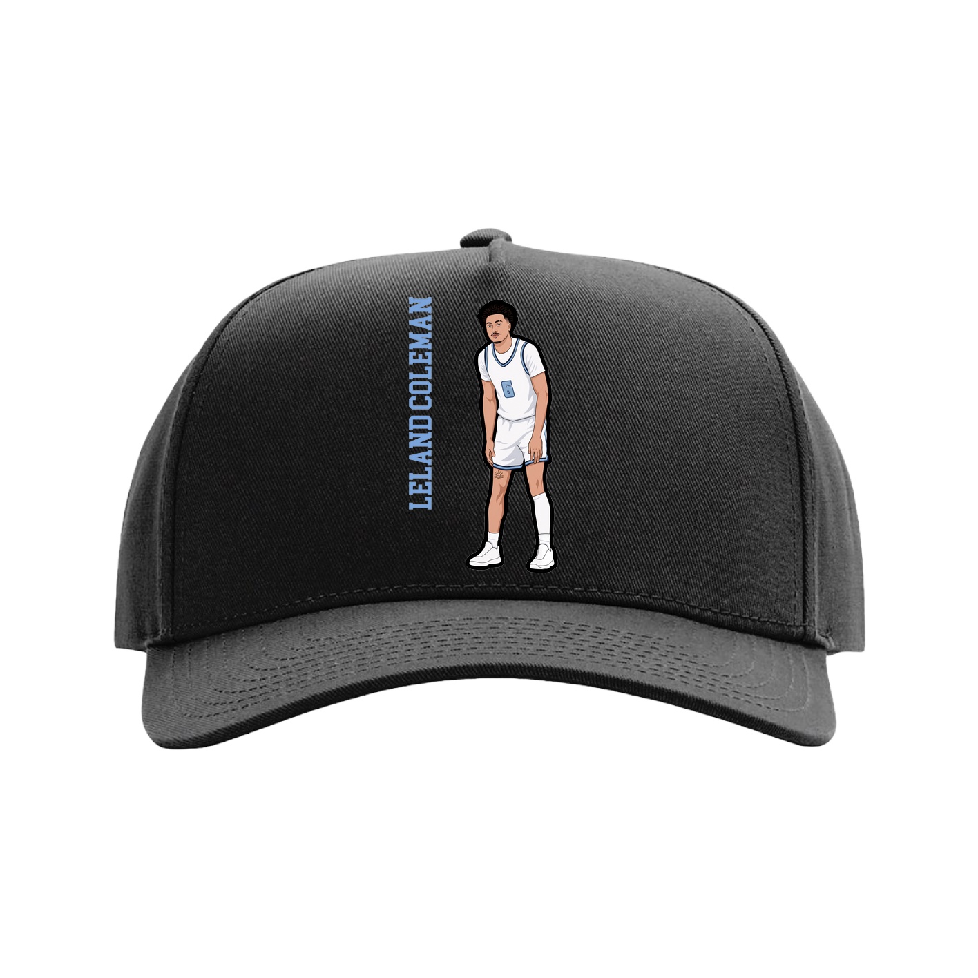 Full Fabric Five-Panel Champ Cap — Name Vertical in Black