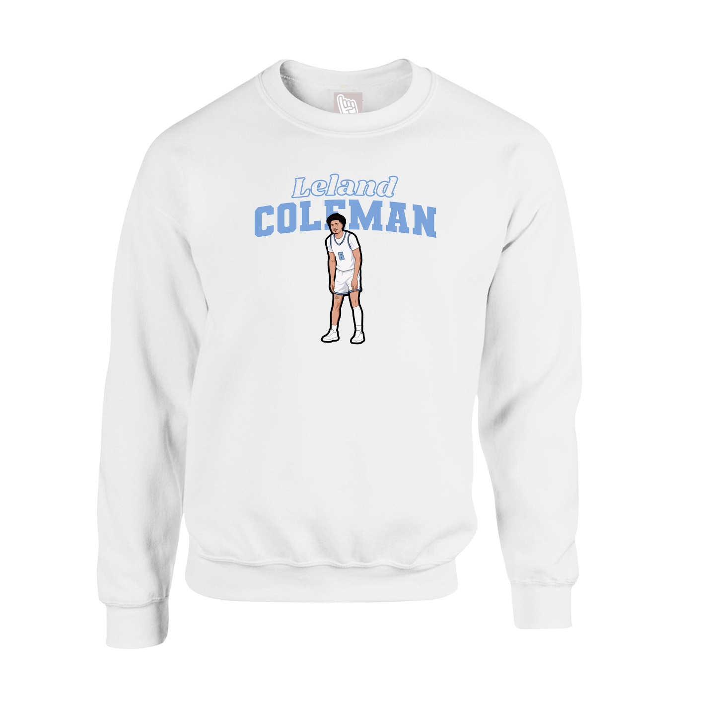 Fleece Crew — Name Arch in White