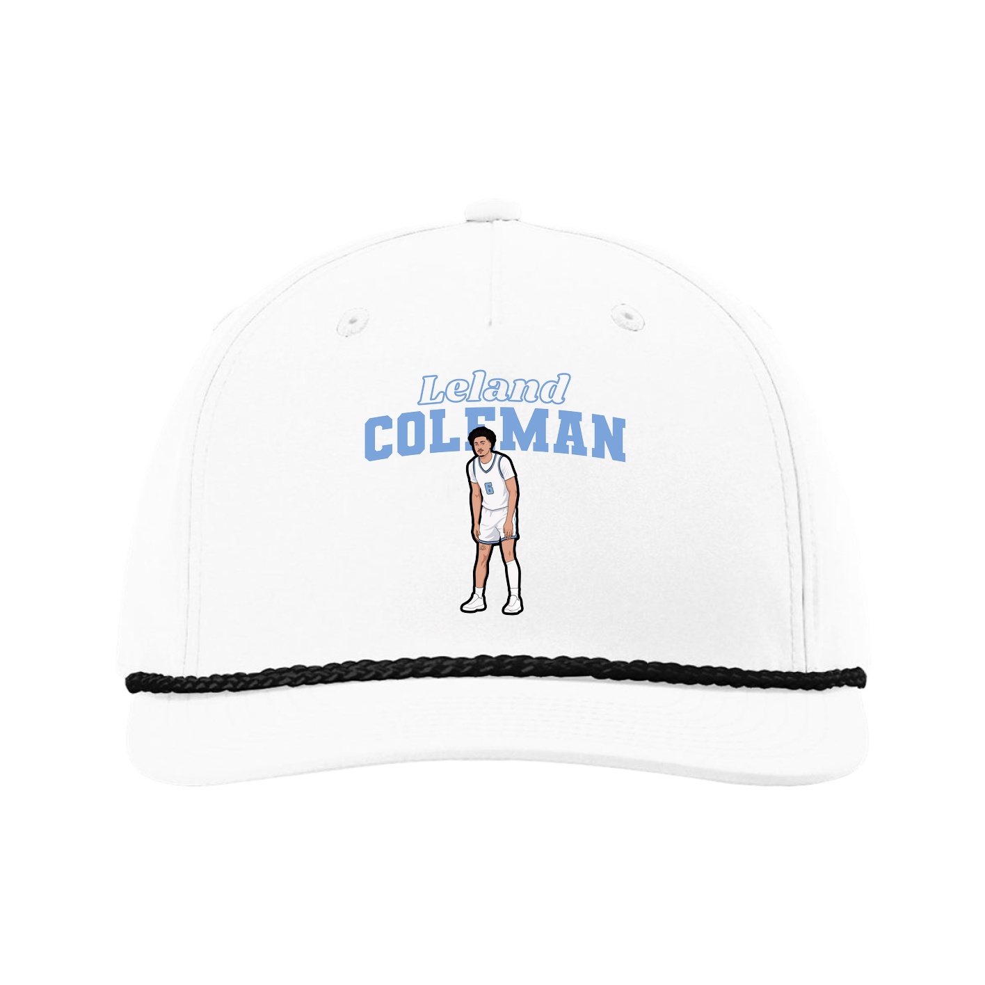 Five-Panel Classic Rope Cap — Name Arch in White