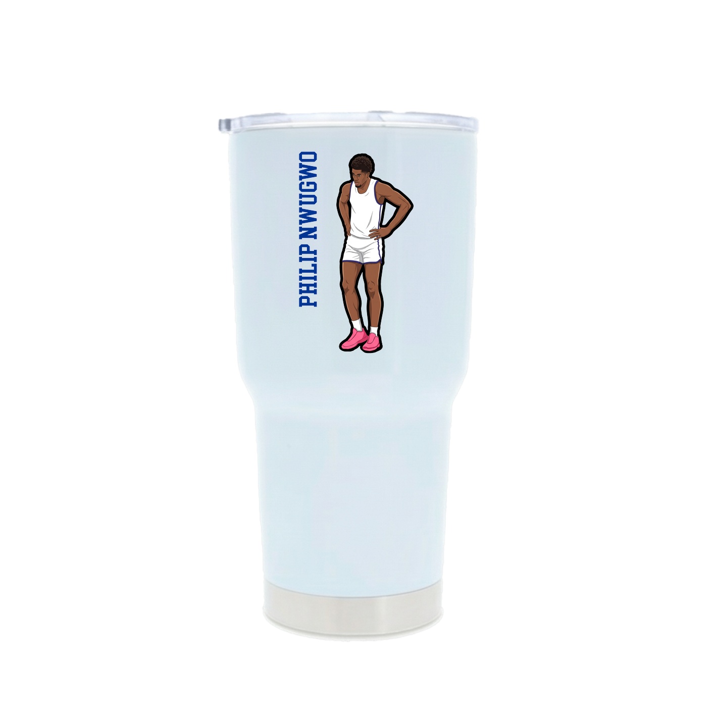 30oz Stainless Steel Tumbler — Name Vertical in White