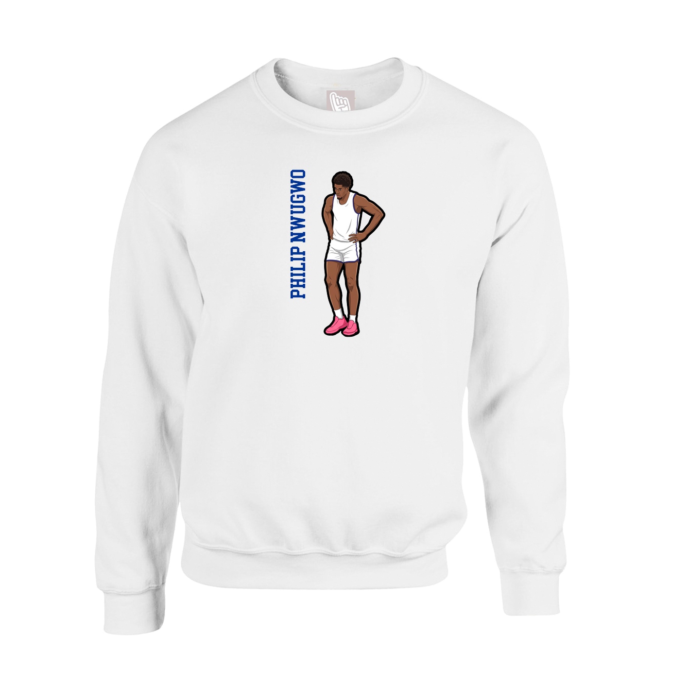 Fleece Crew — Name Vertical in White