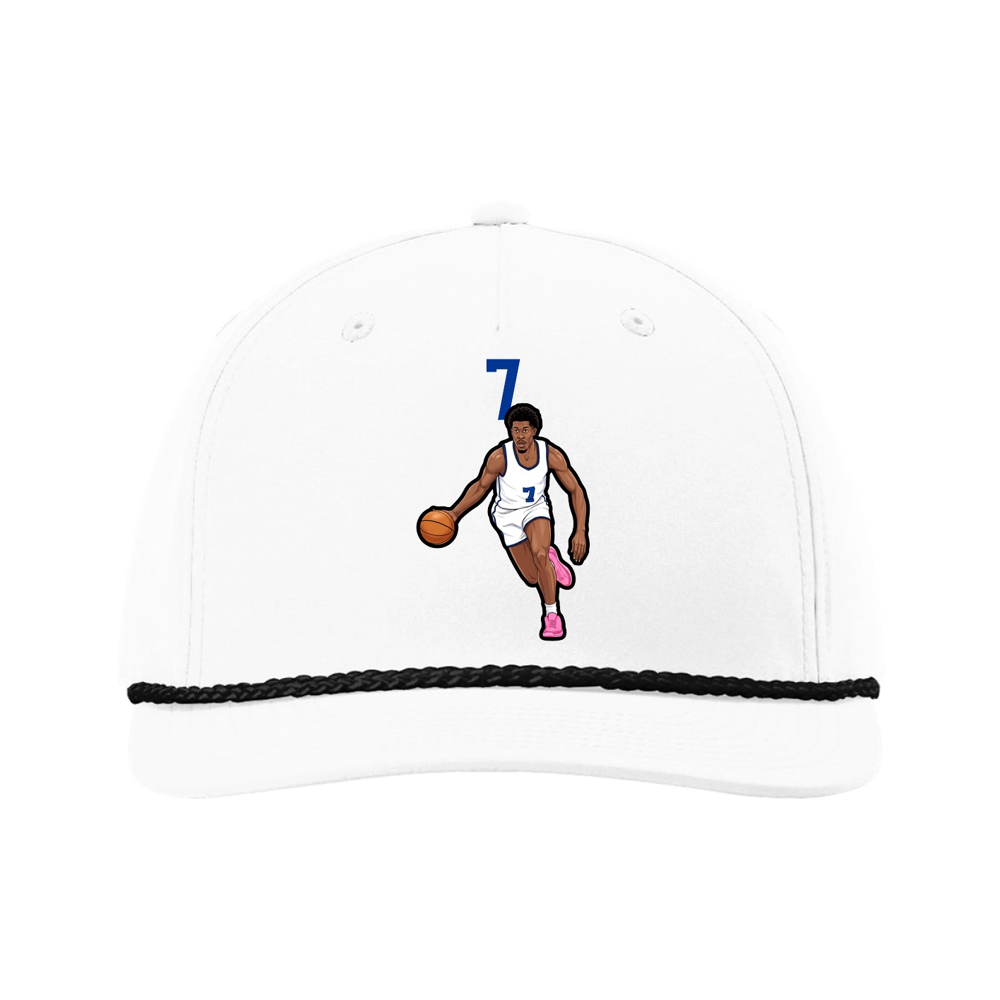 Five-Panel Classic Rope Cap — Number Top in White