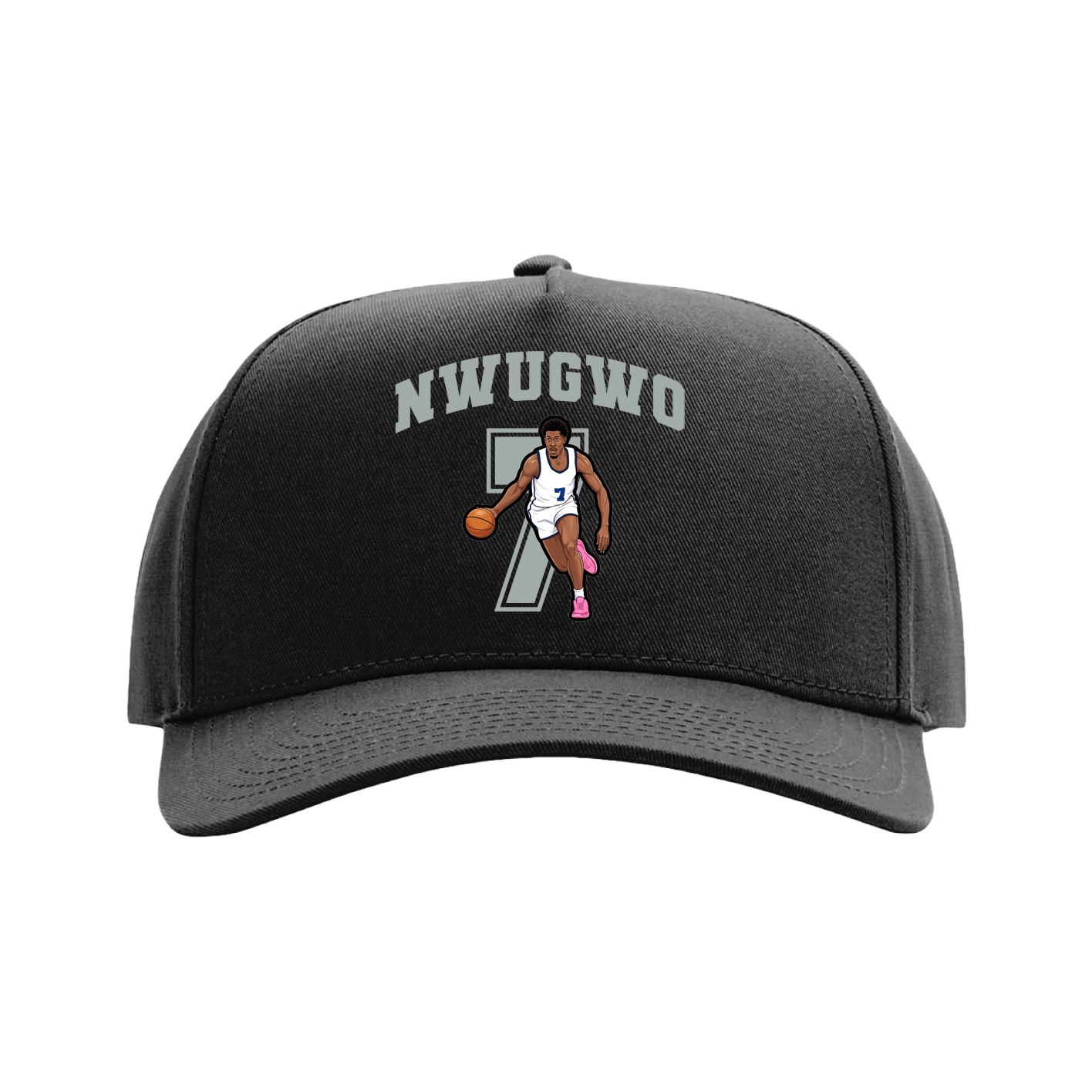 Full Fabric Five-Panel Champ Cap — Number in Black