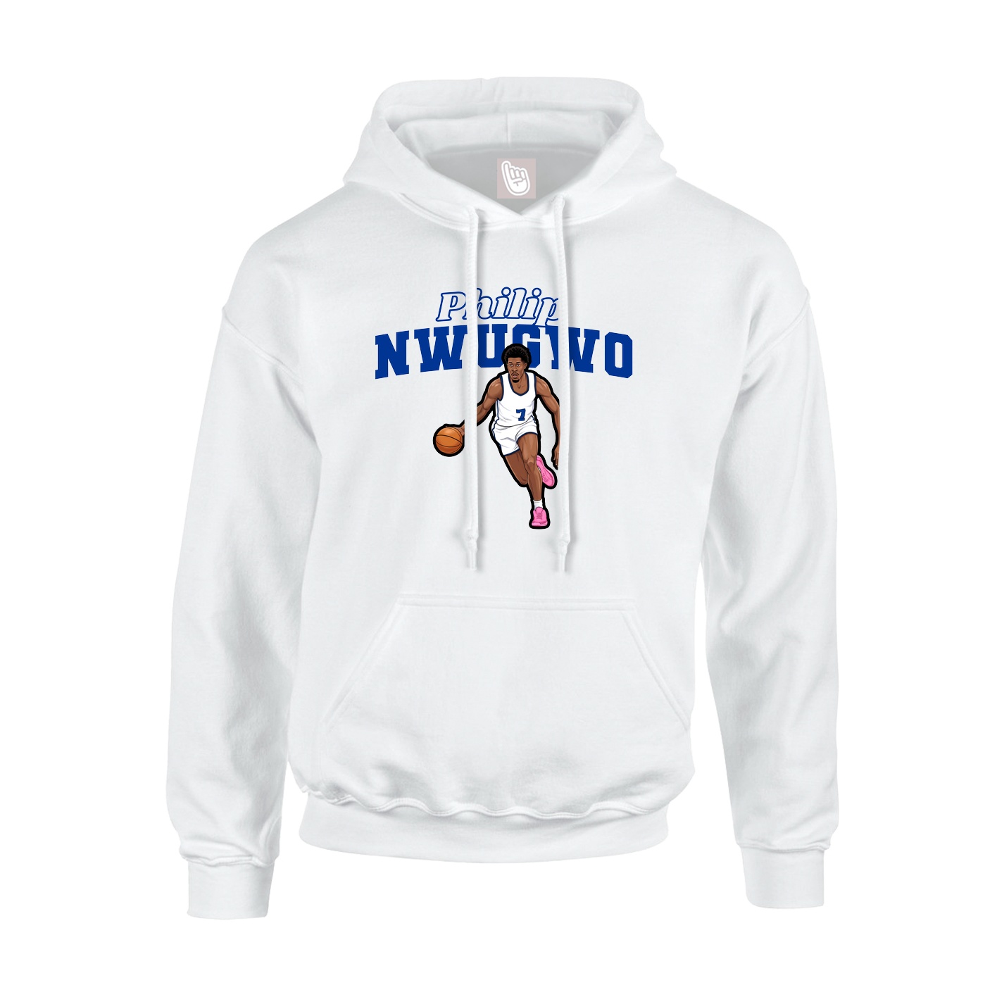Youth Hoodie — Name Arch in White