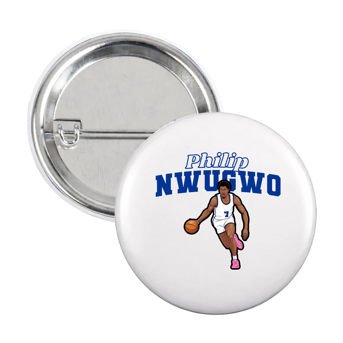 Game Day Button — Name Arch in White