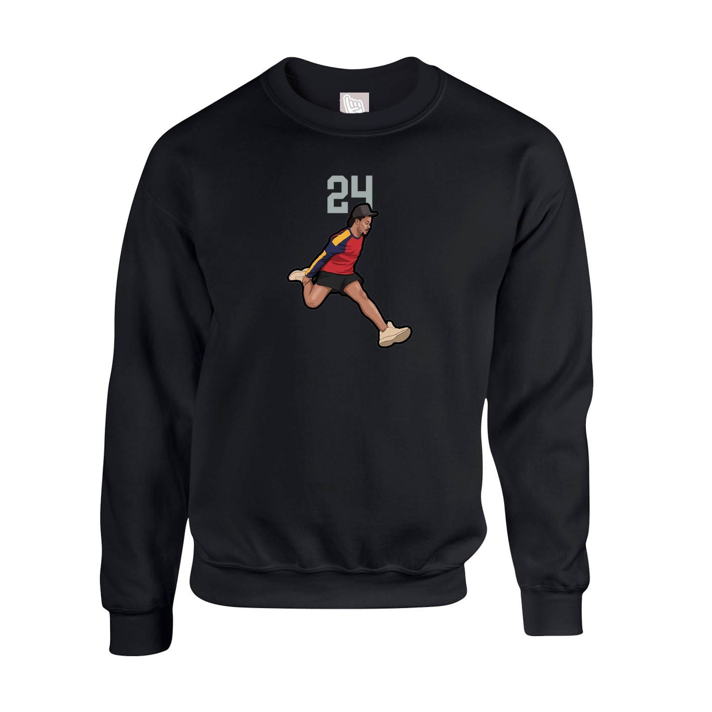 Fleece Crew — Number Top in Black