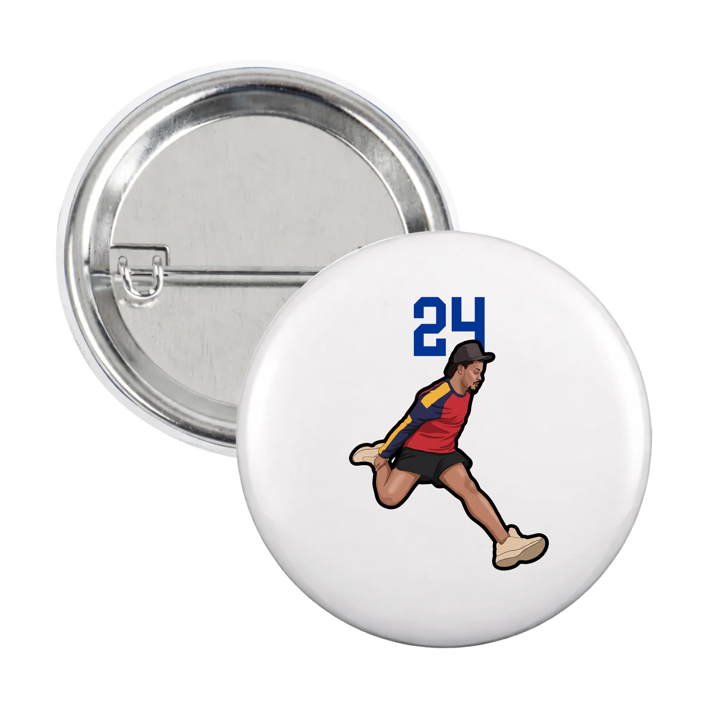 Game Day Button — Number Top in White