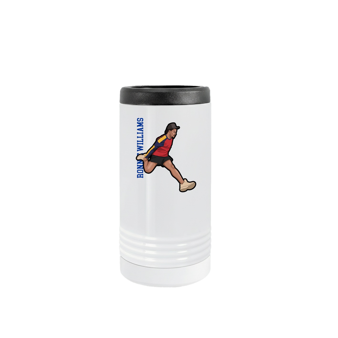 Slim Beverage Holder — Name Vertical in White