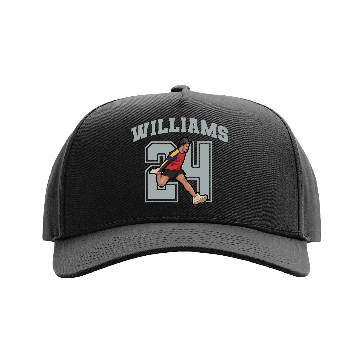 Full Fabric Five-Panel Champ Cap — Number in Black