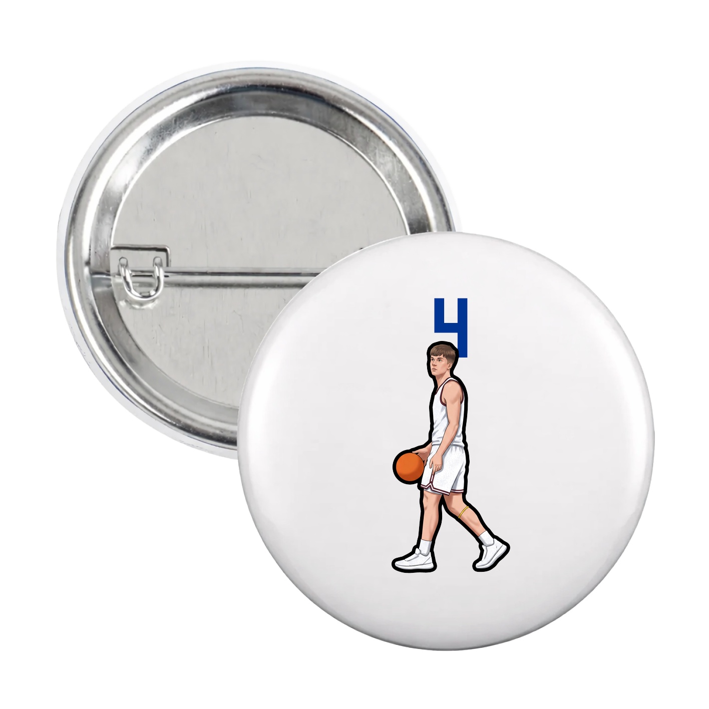 Game Day Button — Number Top in White