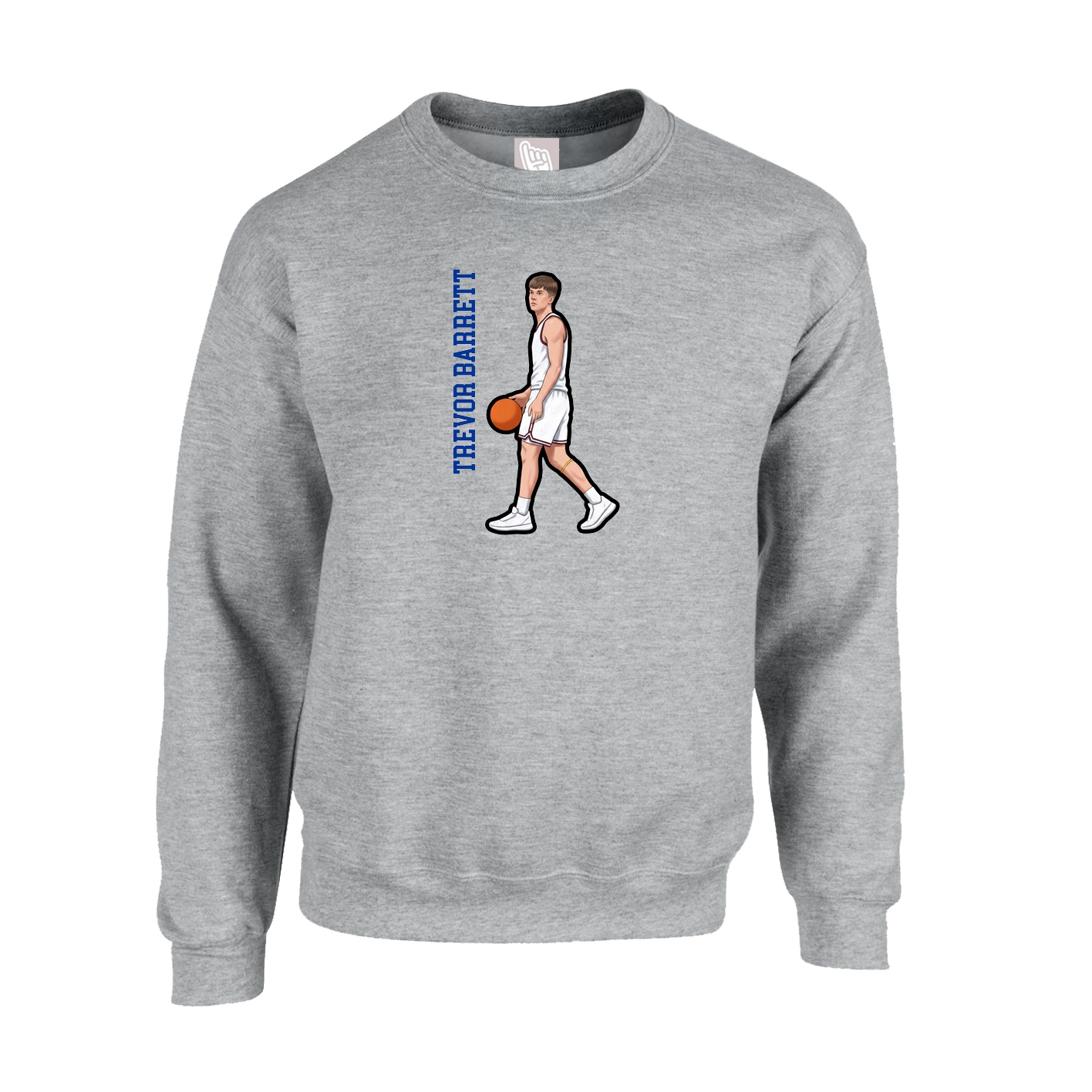 Fleece Crew — Name Vertical in Grey