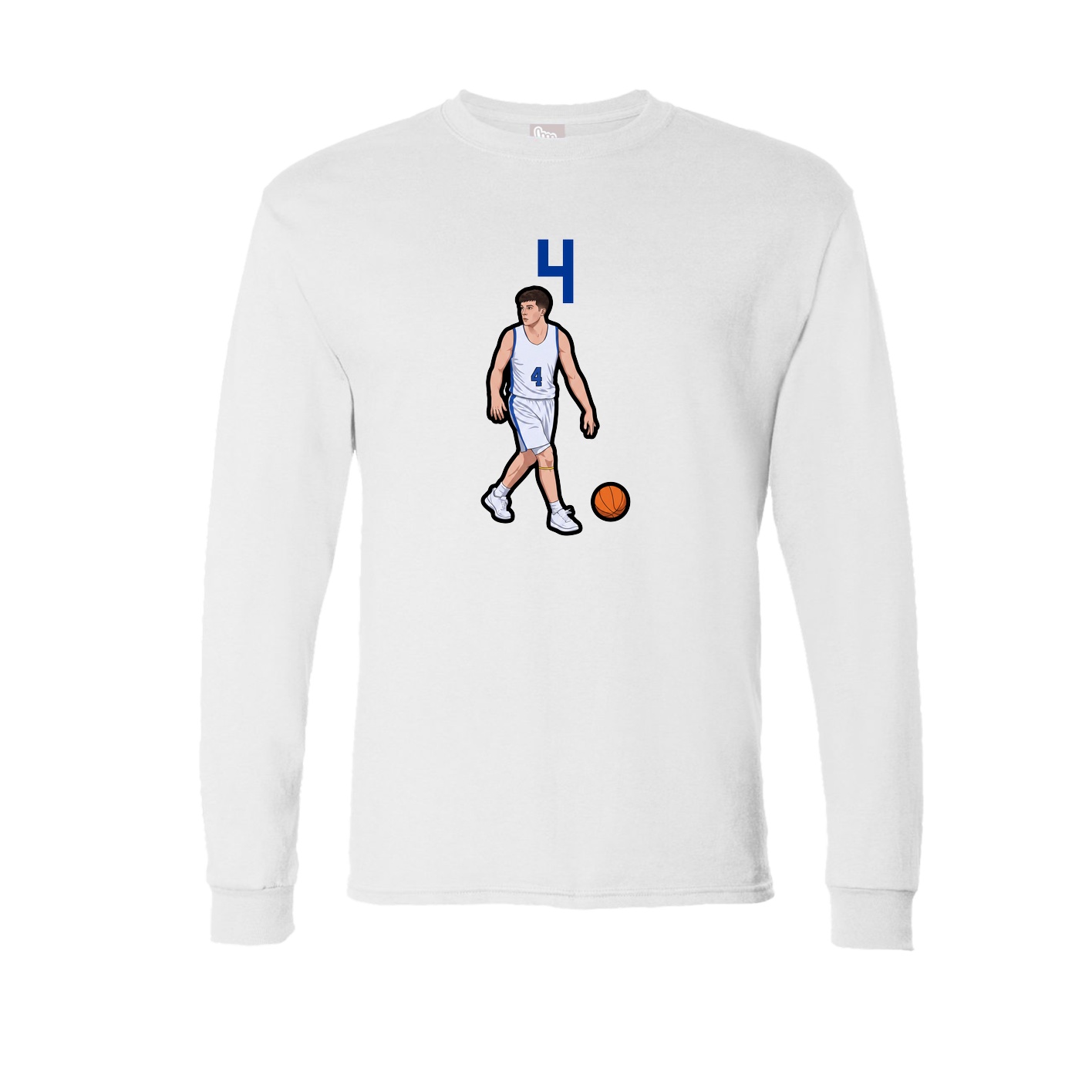 Long Sleeve Tee — Number Top in White