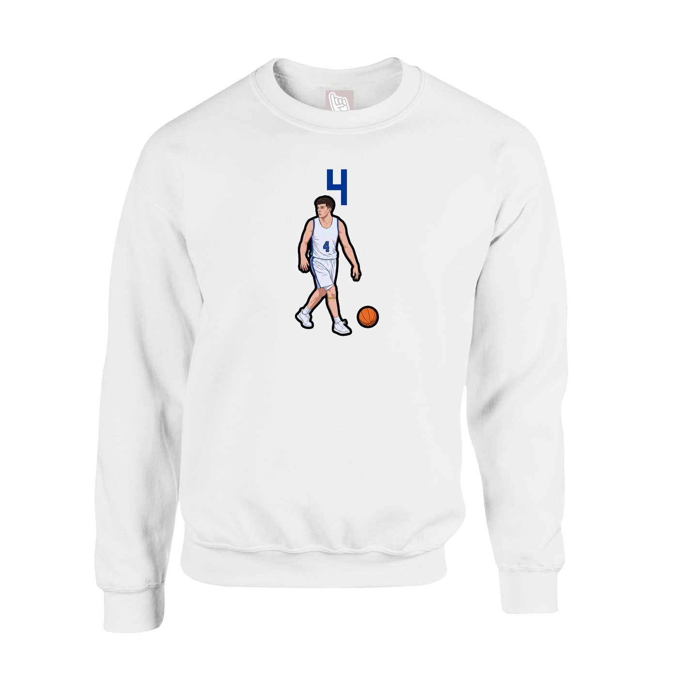Fleece Crew — Number Top in White