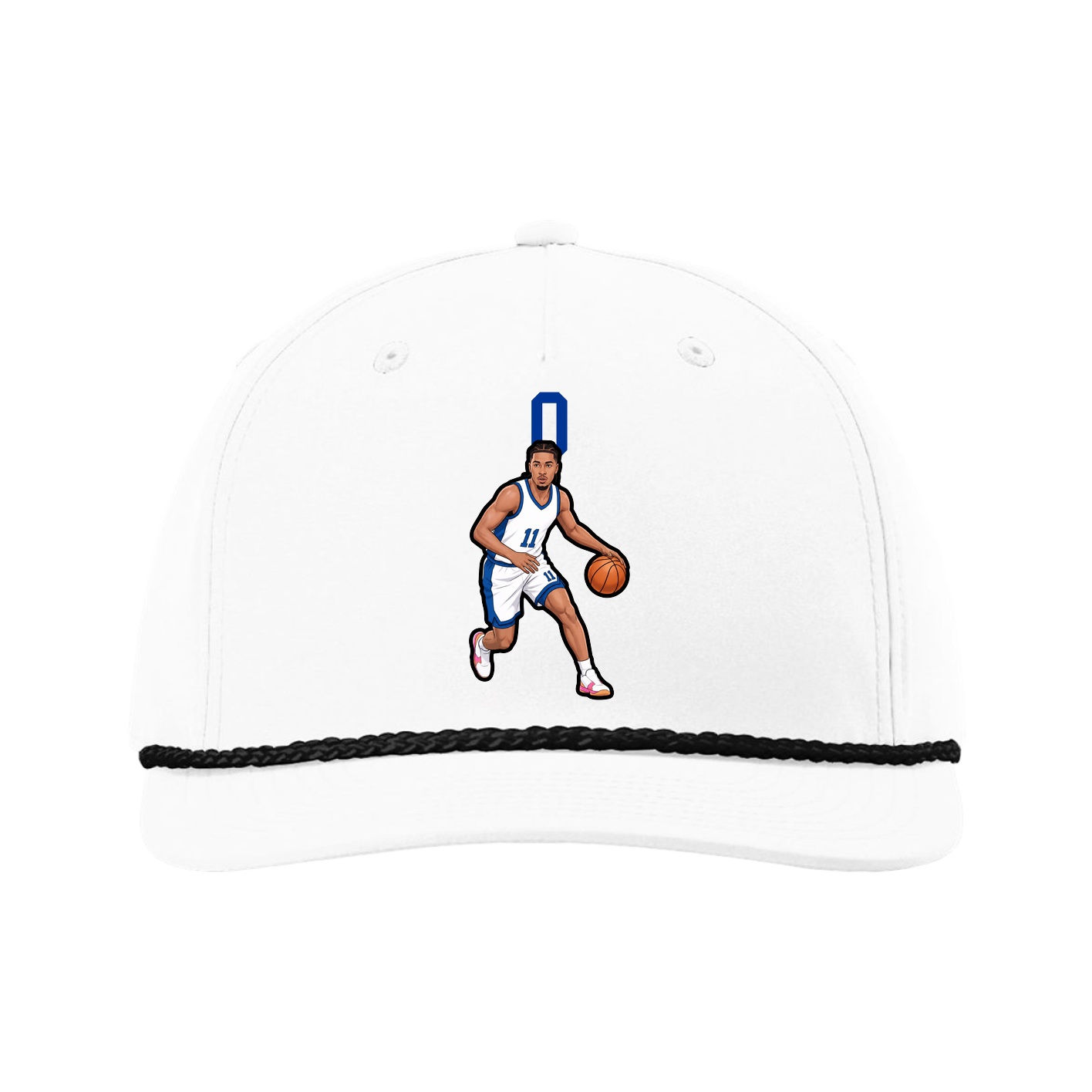 Five-Panel Classic Rope Cap — Number Top in White