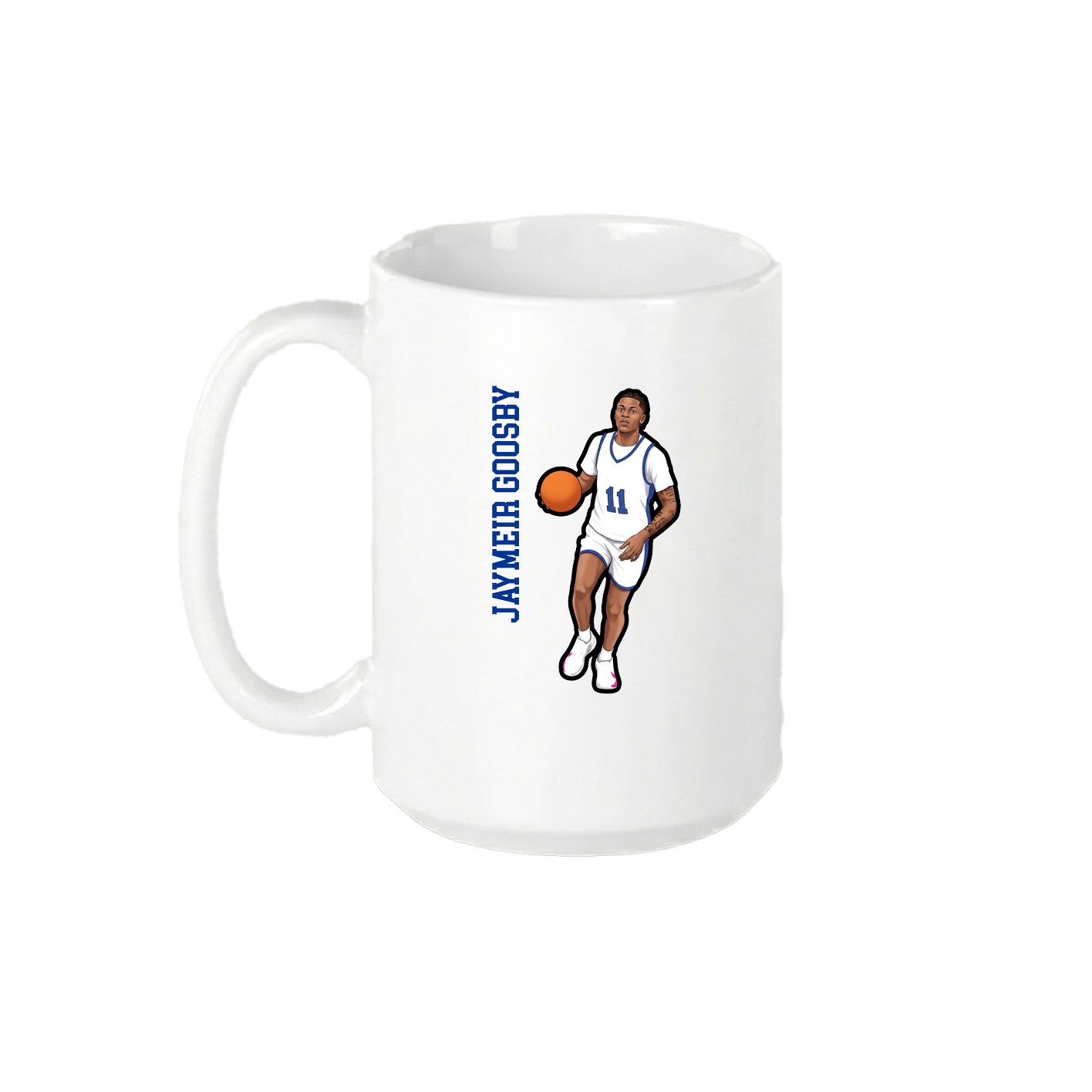 15oz Coffee Mug — Name Vertical in White
