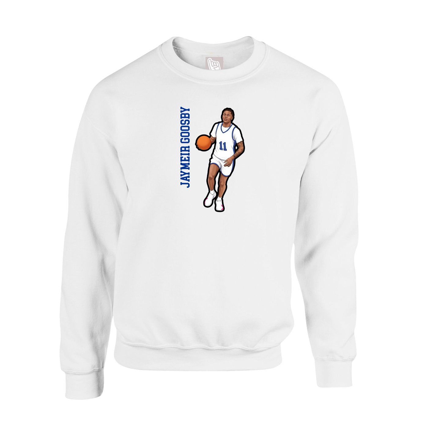 Fleece Crew — Name Vertical in White