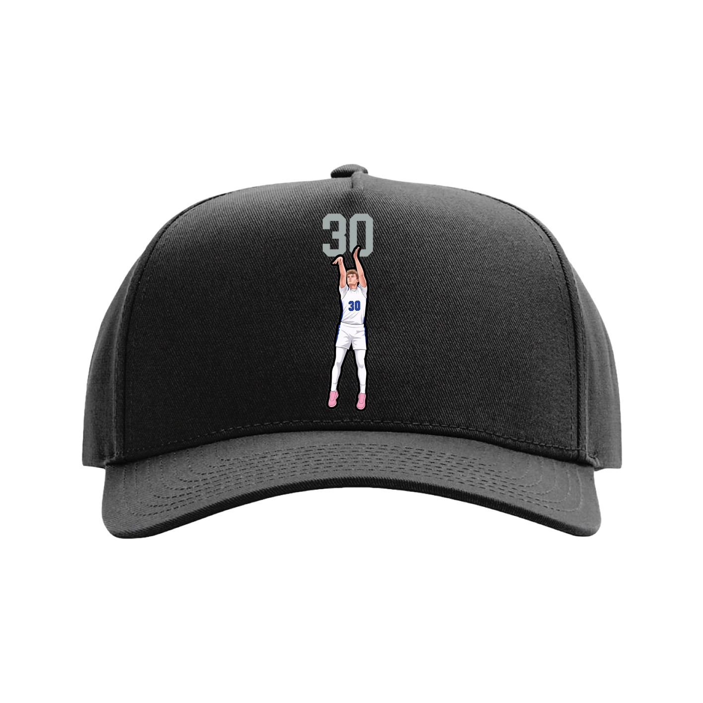 Full Fabric Five-Panel Champ Cap — Number Top in Black