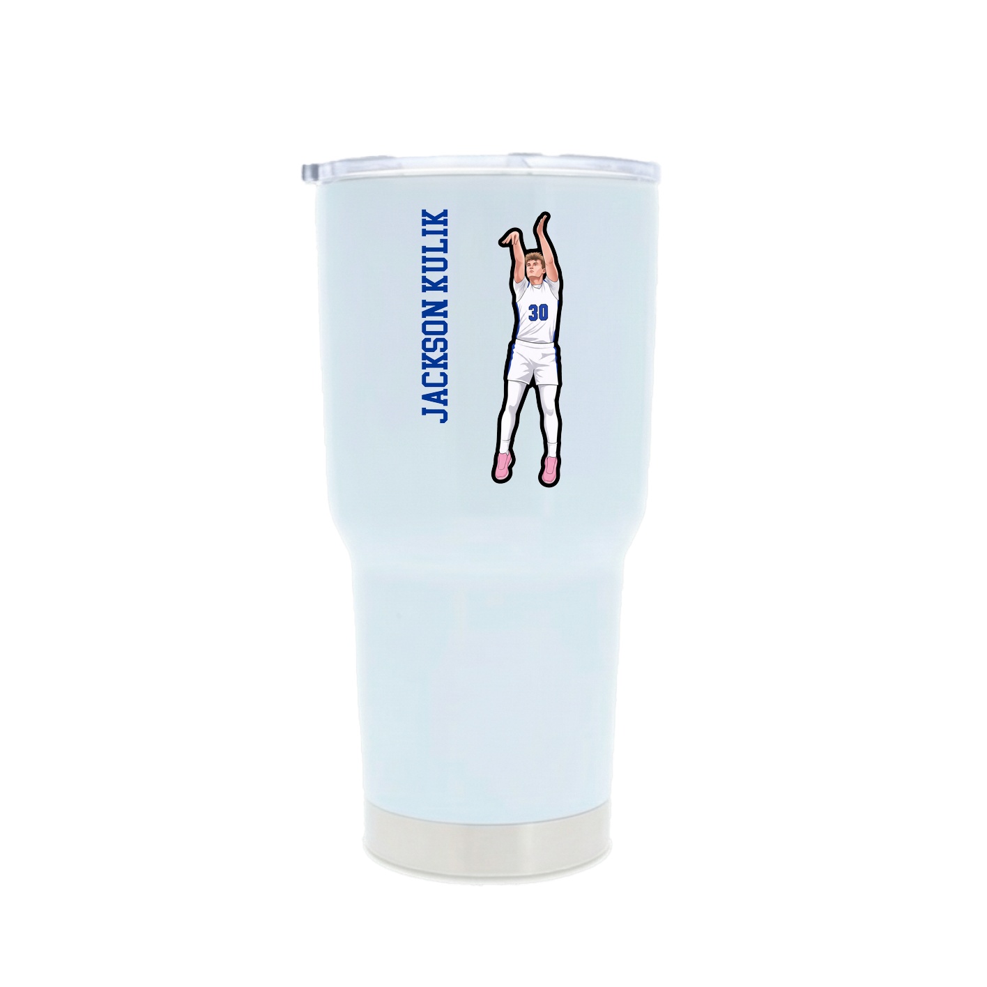 30oz Stainless Steel Tumbler — Name Vertical in White