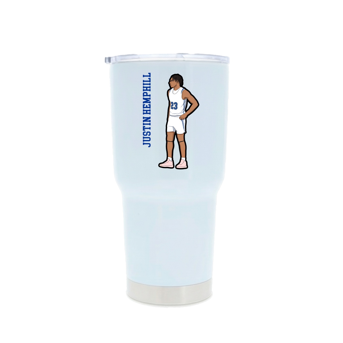 30oz Stainless Steel Tumbler — Name Vertical in White