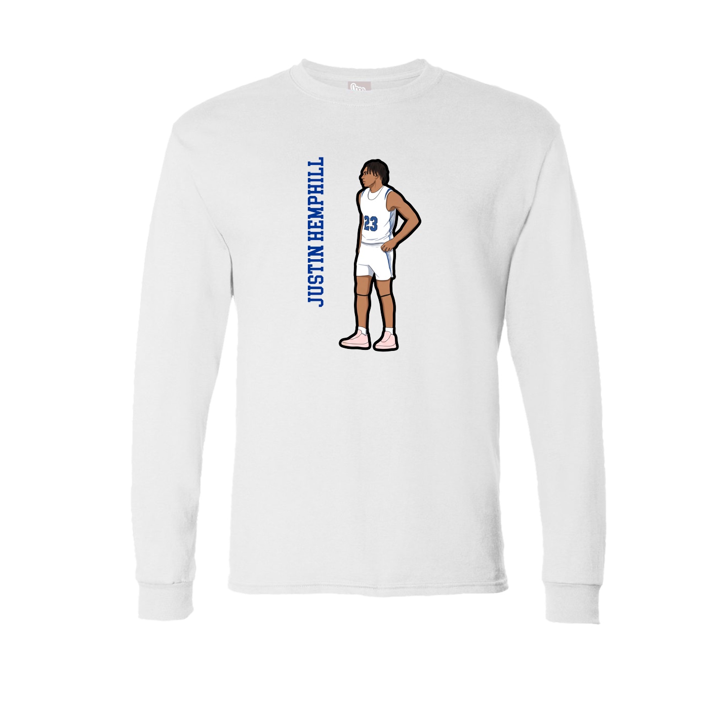 Long Sleeve Tee — Name Vertical in White