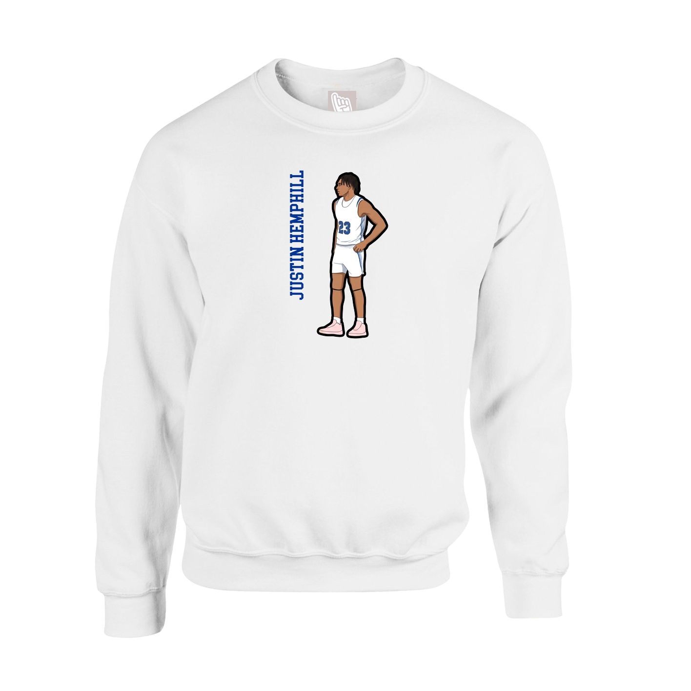 Fleece Crew — Name Vertical in White
