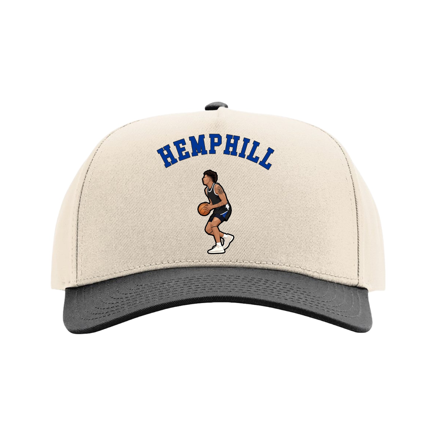 Full Fabric Five-Panel Champ Cap — Shirsey Arch in Cream/Black