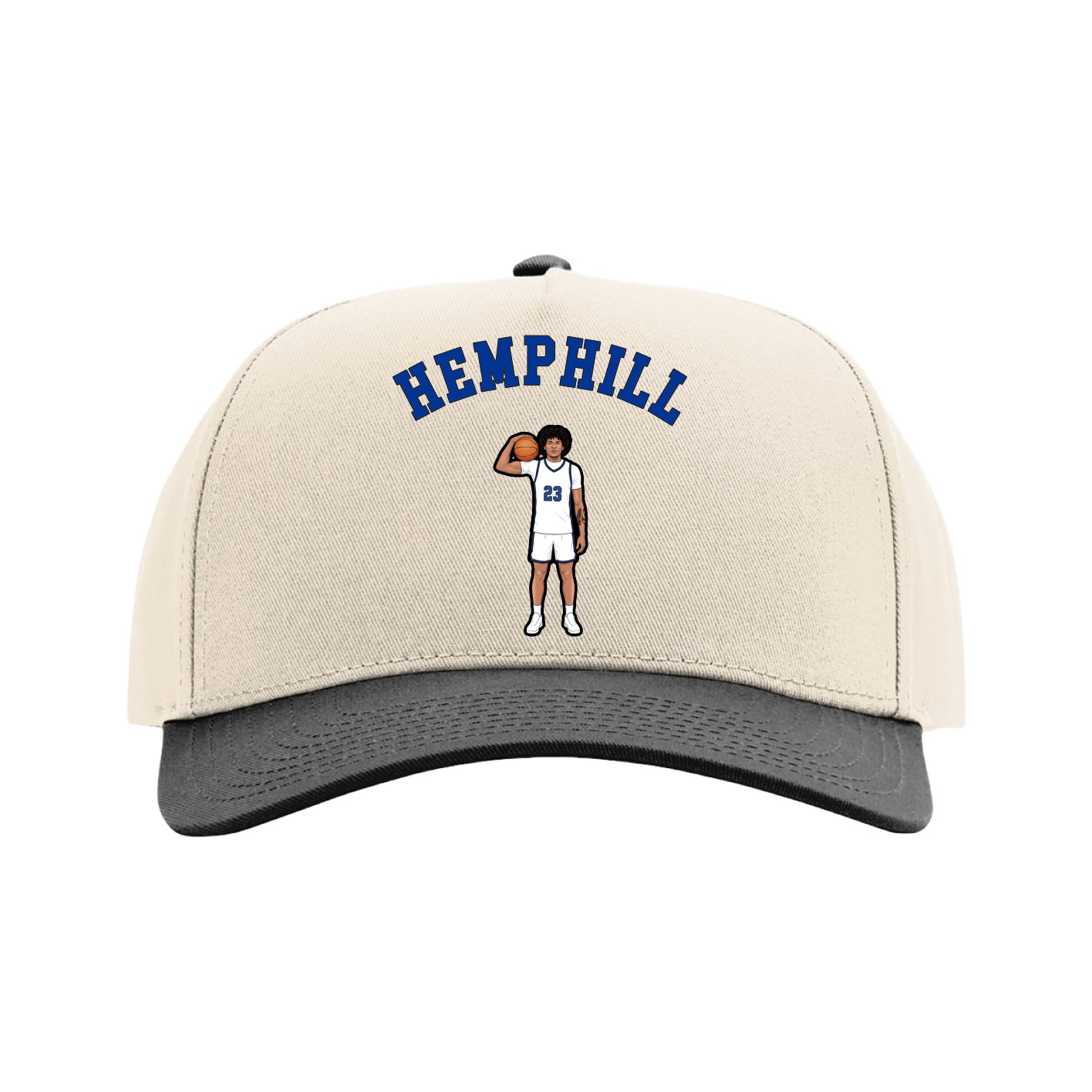 Full Fabric Five-Panel Champ Cap — Shirsey Arch in Cream/Black