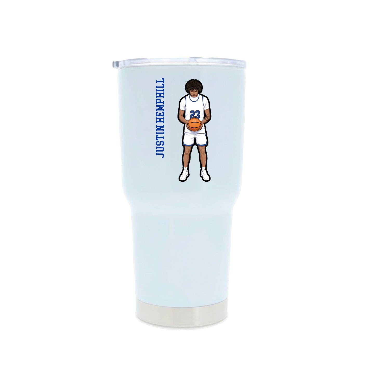 30oz Stainless Steel Tumbler — Name Vertical in White