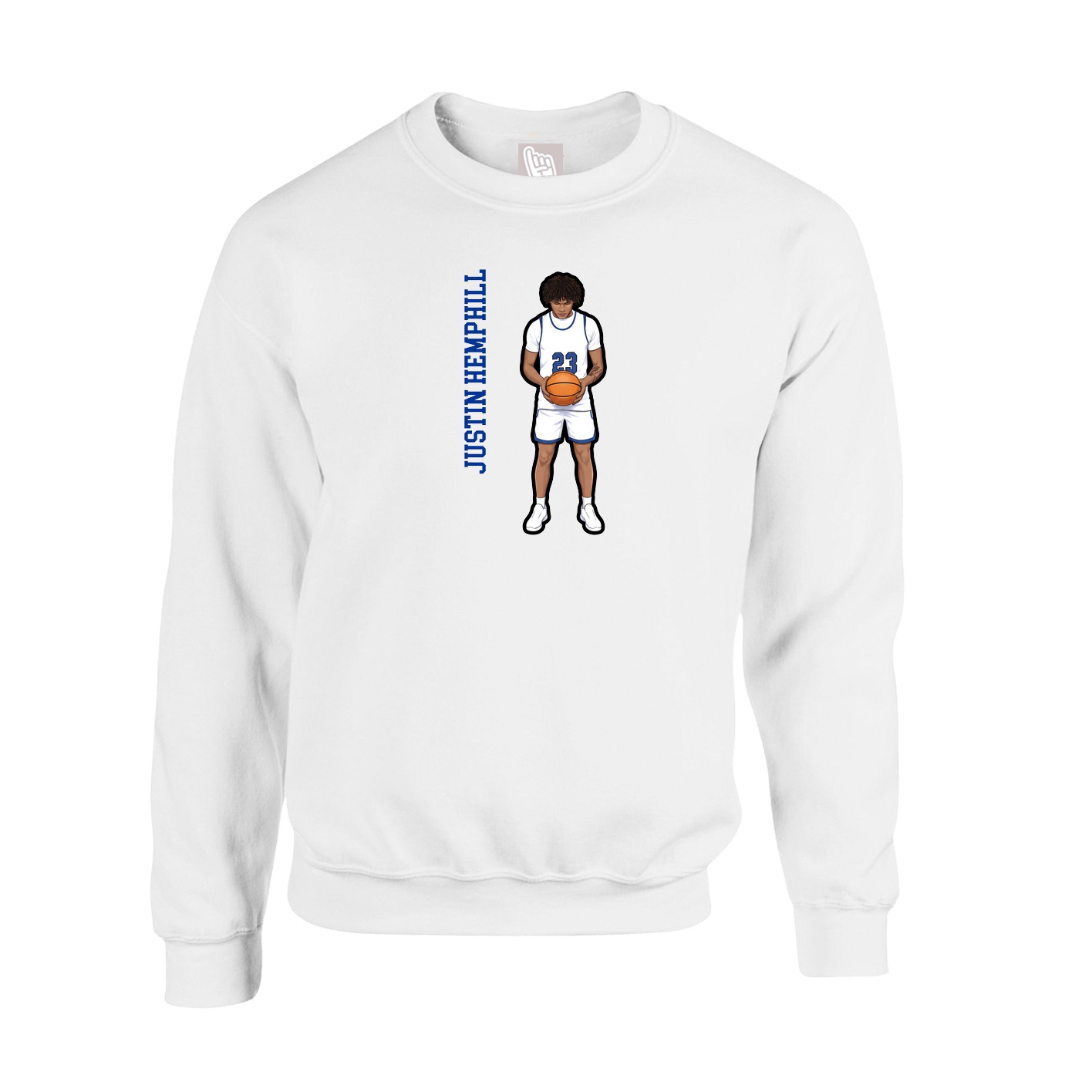 Fleece Crew — Name Vertical in White