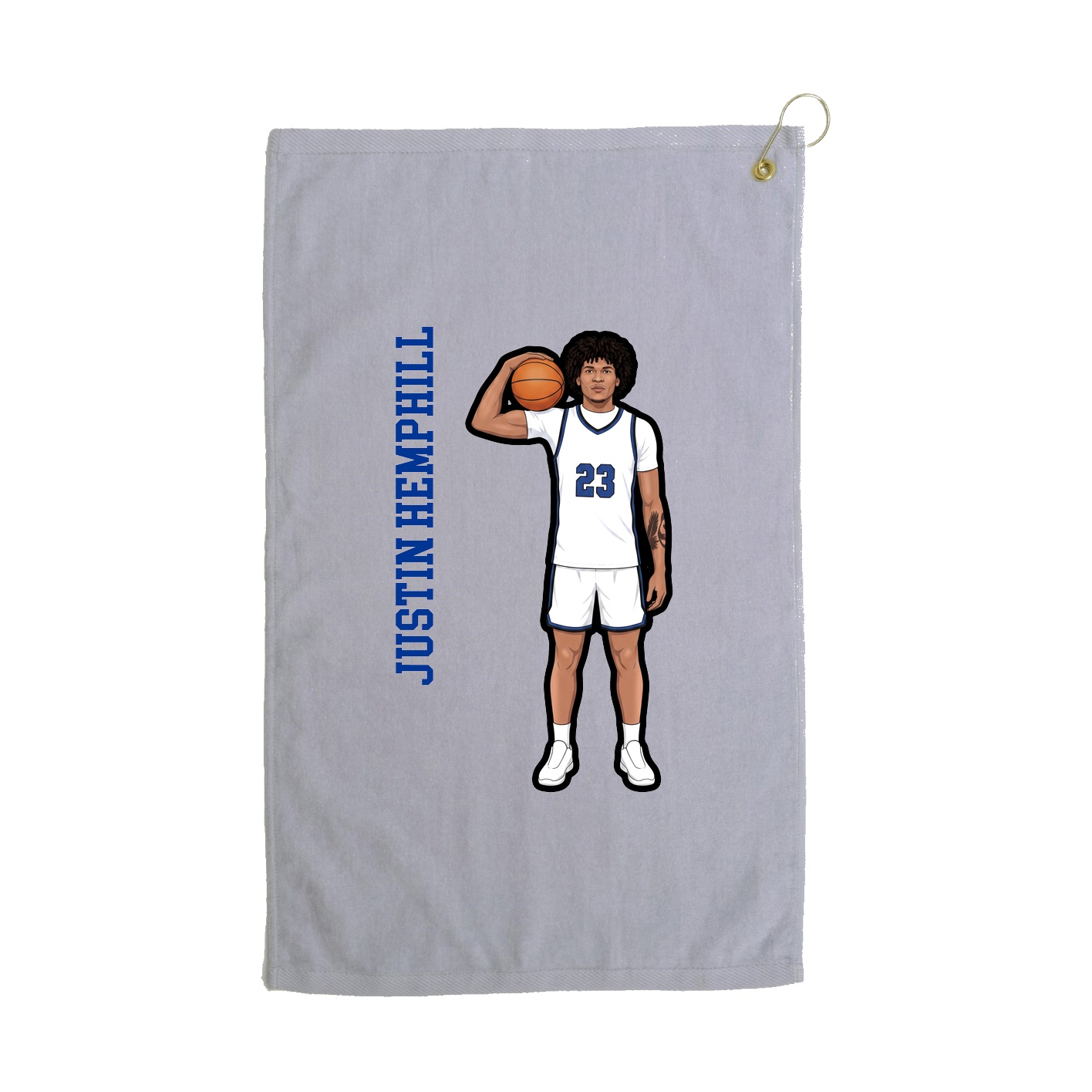 Golf Towel — Name Vertical in Grey