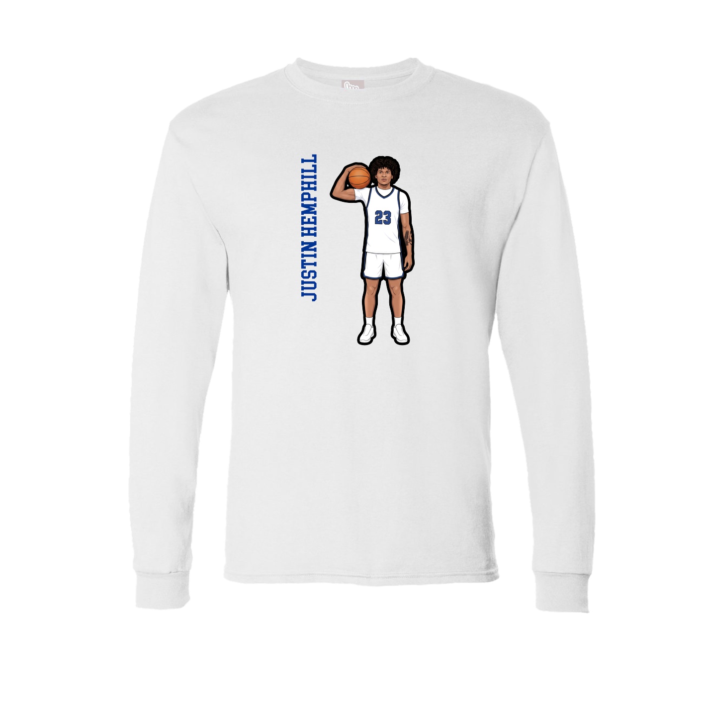 Long Sleeve Tee — Name Vertical in White