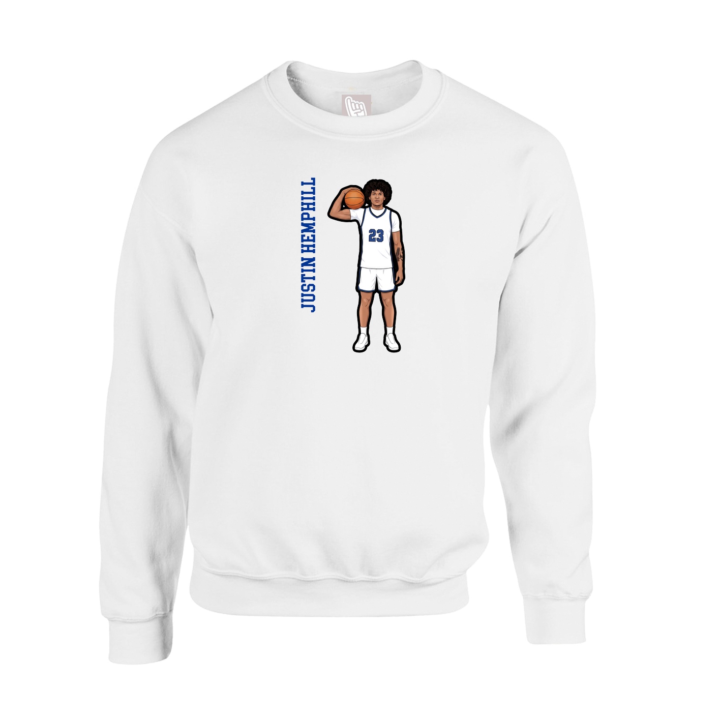 Fleece Crew — Name Vertical in White