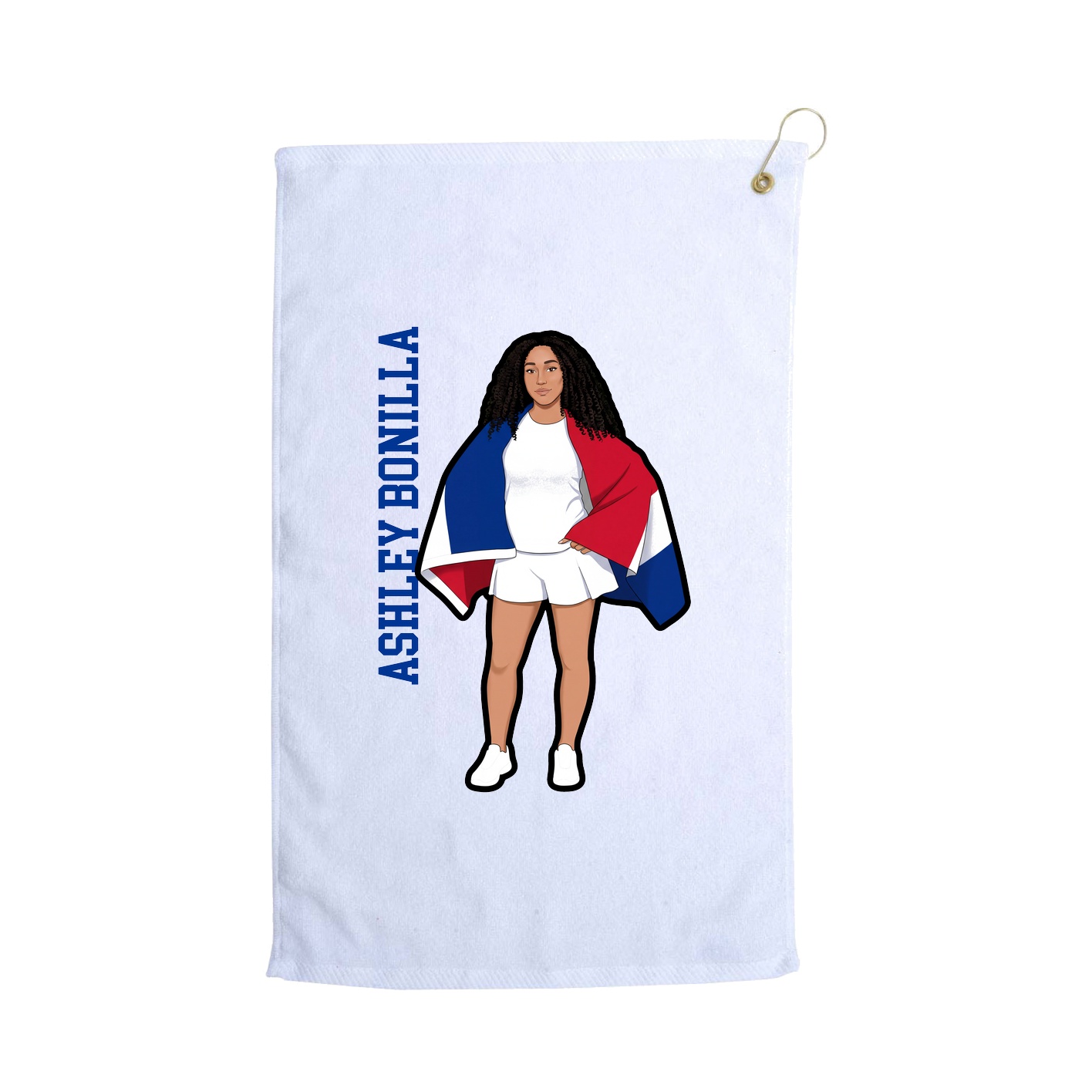 Golf Towel — Name Vertical in White