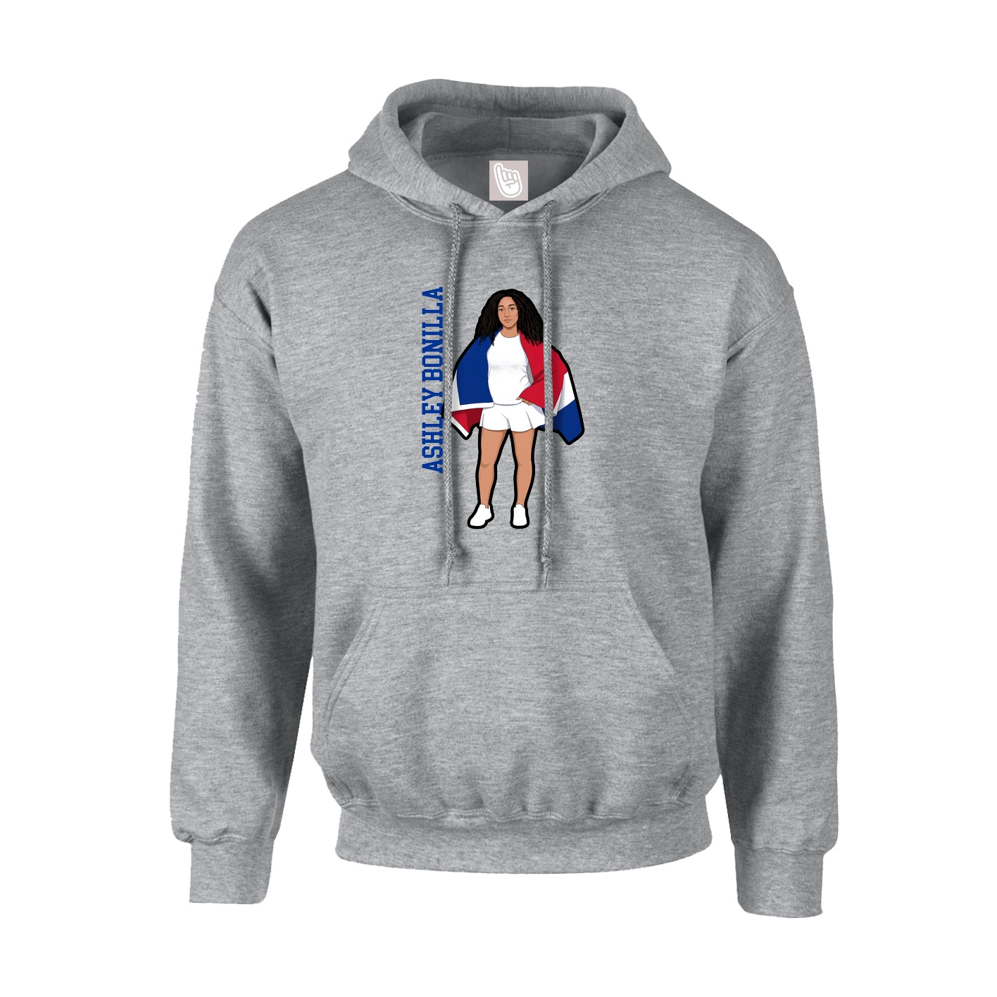 Hoodie — Name Vertical in Grey