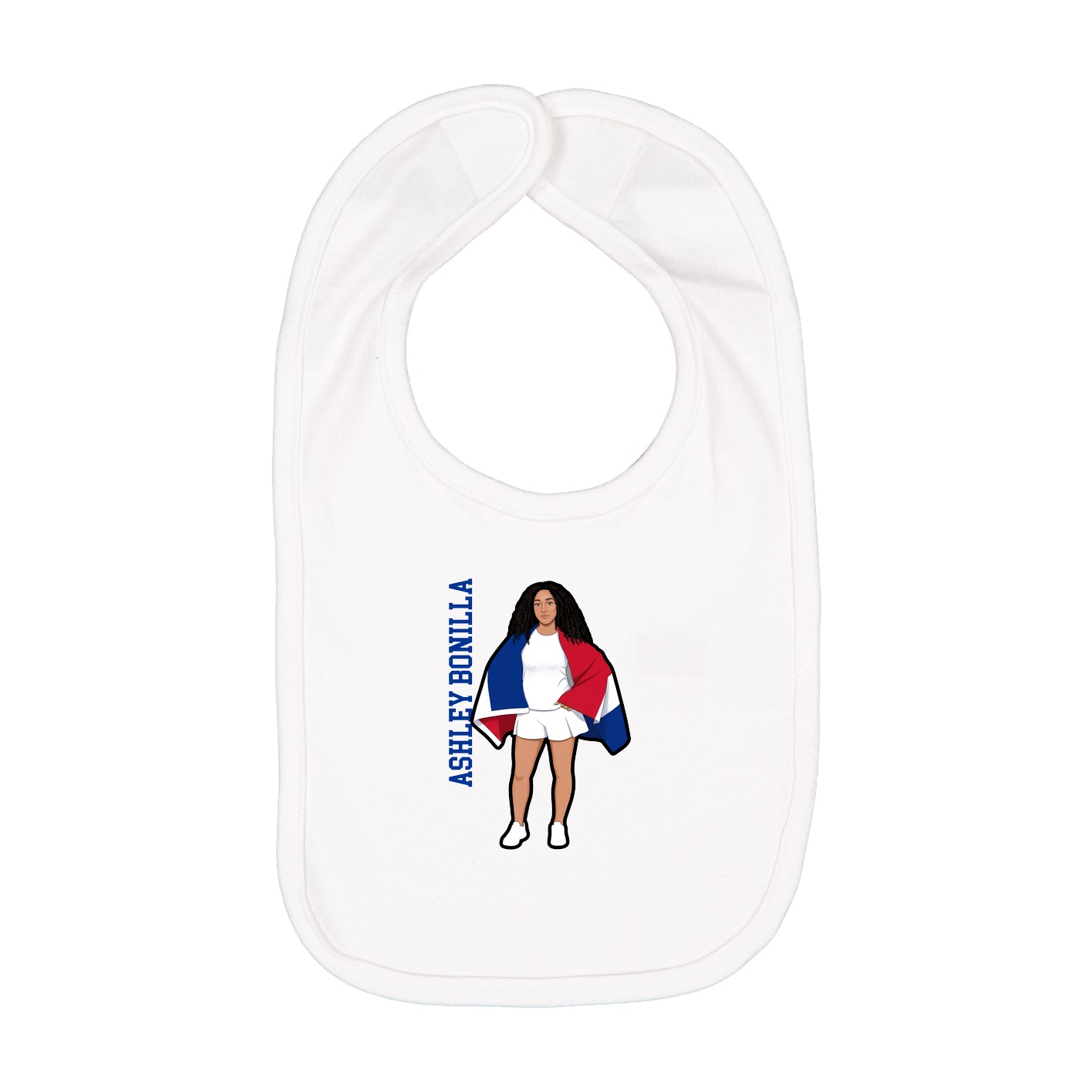 Infant Bib — Name Vertical in White