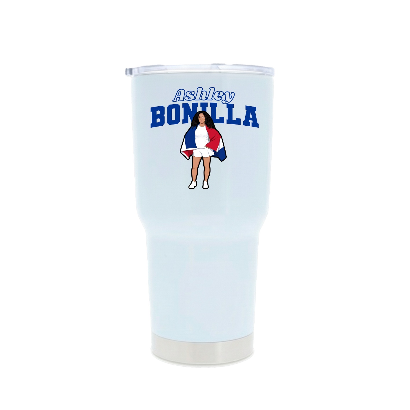 30oz Stainless Steel Tumbler — Name Arch in White