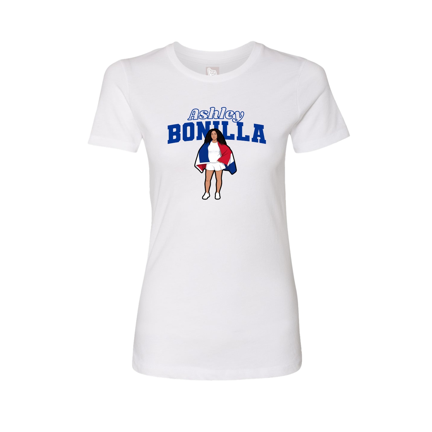 Fitted Women's Tee — Name Arch in White