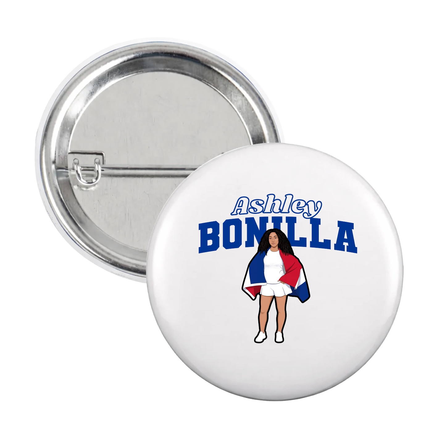 Game Day Button — Name Arch in White