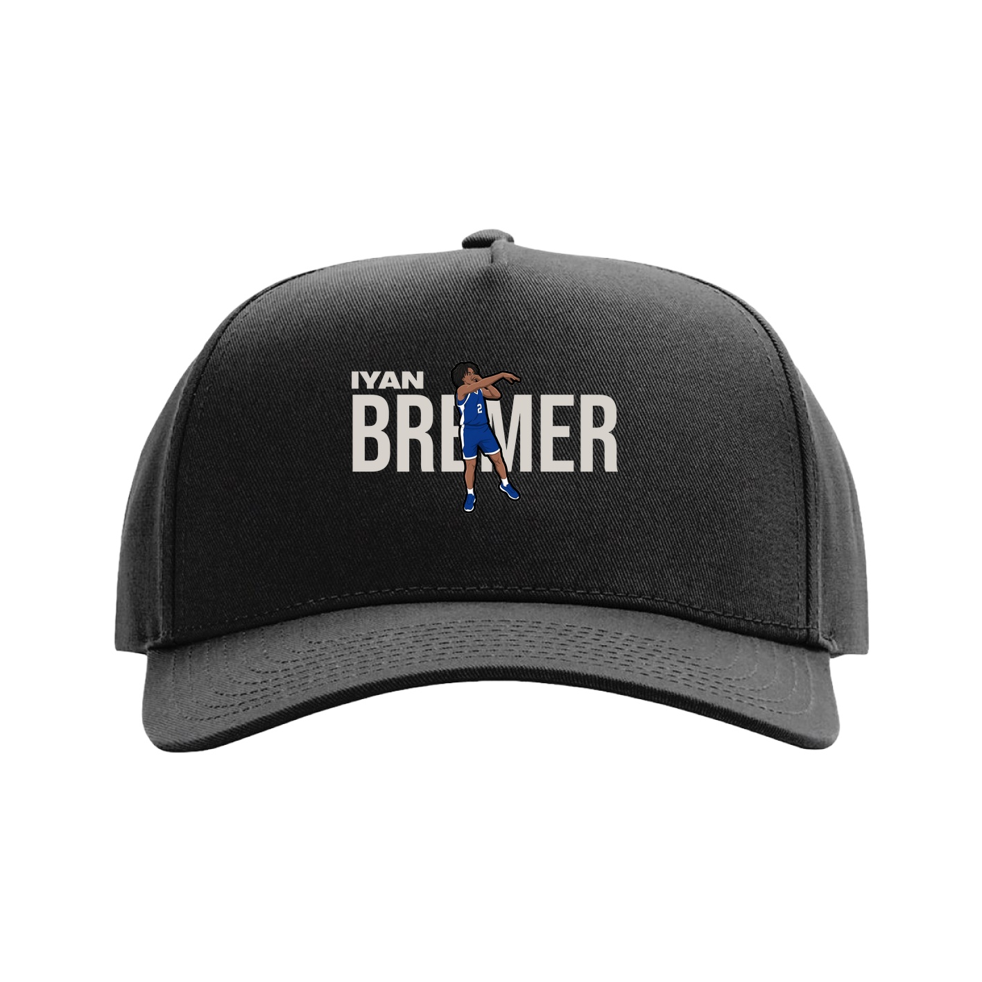 Full Fabric Five-Panel Champ Cap — Player Name in Black