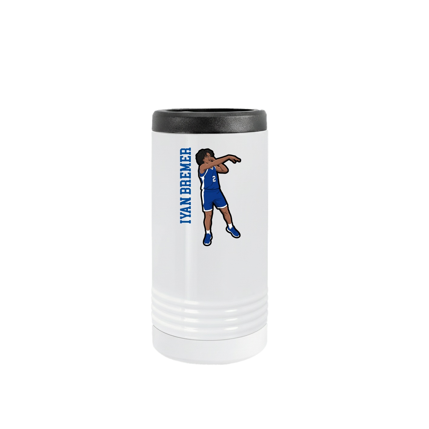 Slim Beverage Holder — Name Vertical in White