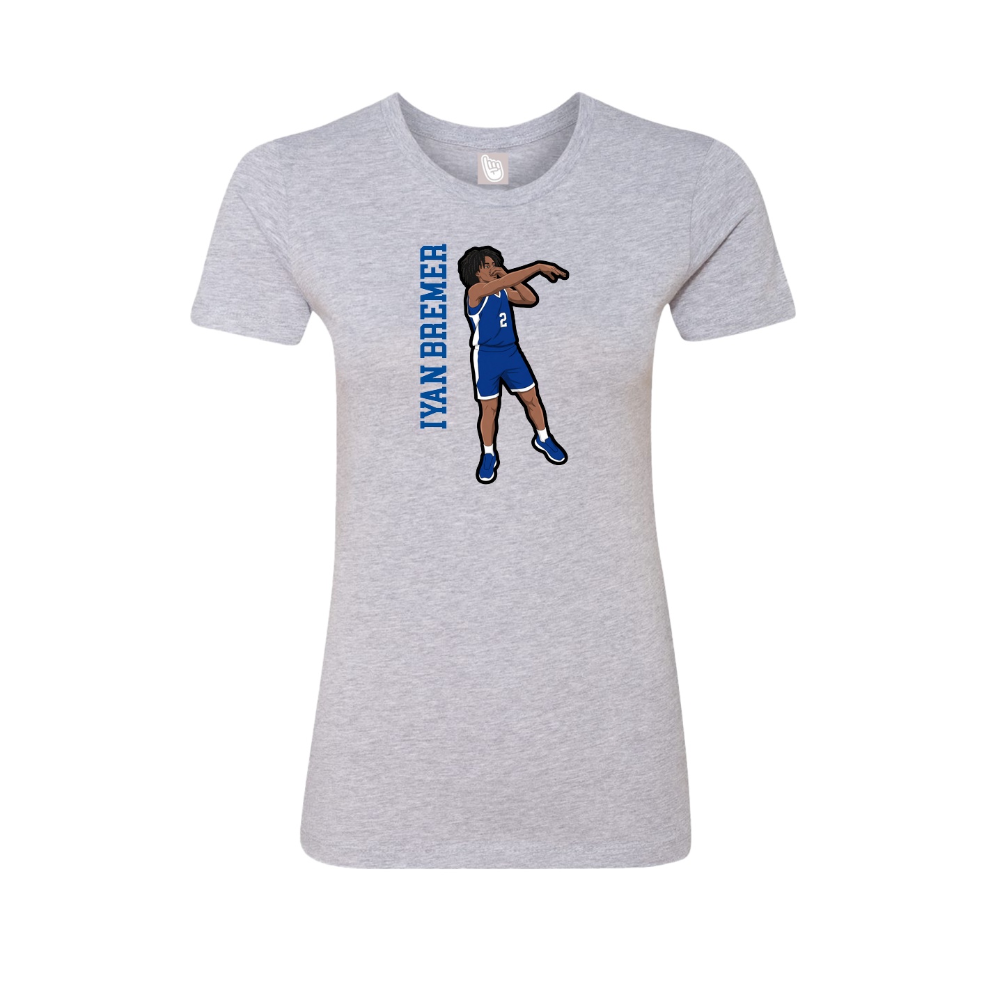 Fitted Women's Tee — Name Vertical in Grey