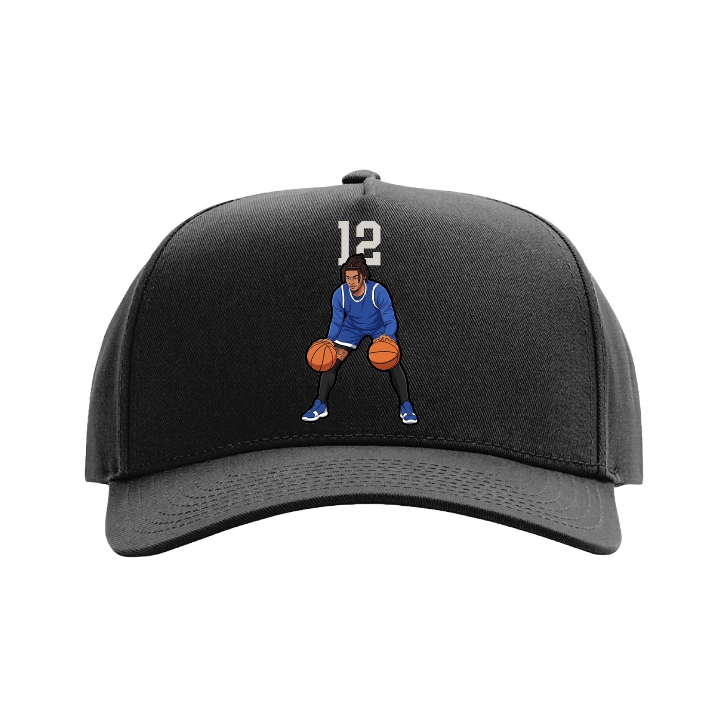 Full Fabric Five-Panel Champ Cap — Number Top in Black