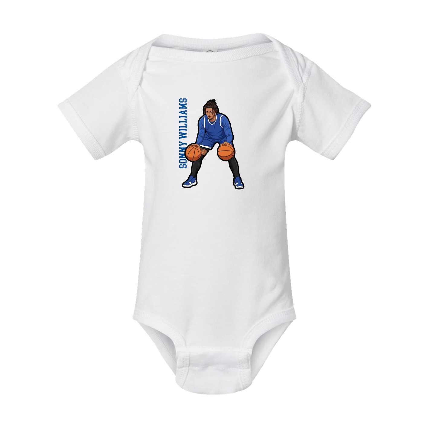 Baby Onesie — Name Vertical in White
