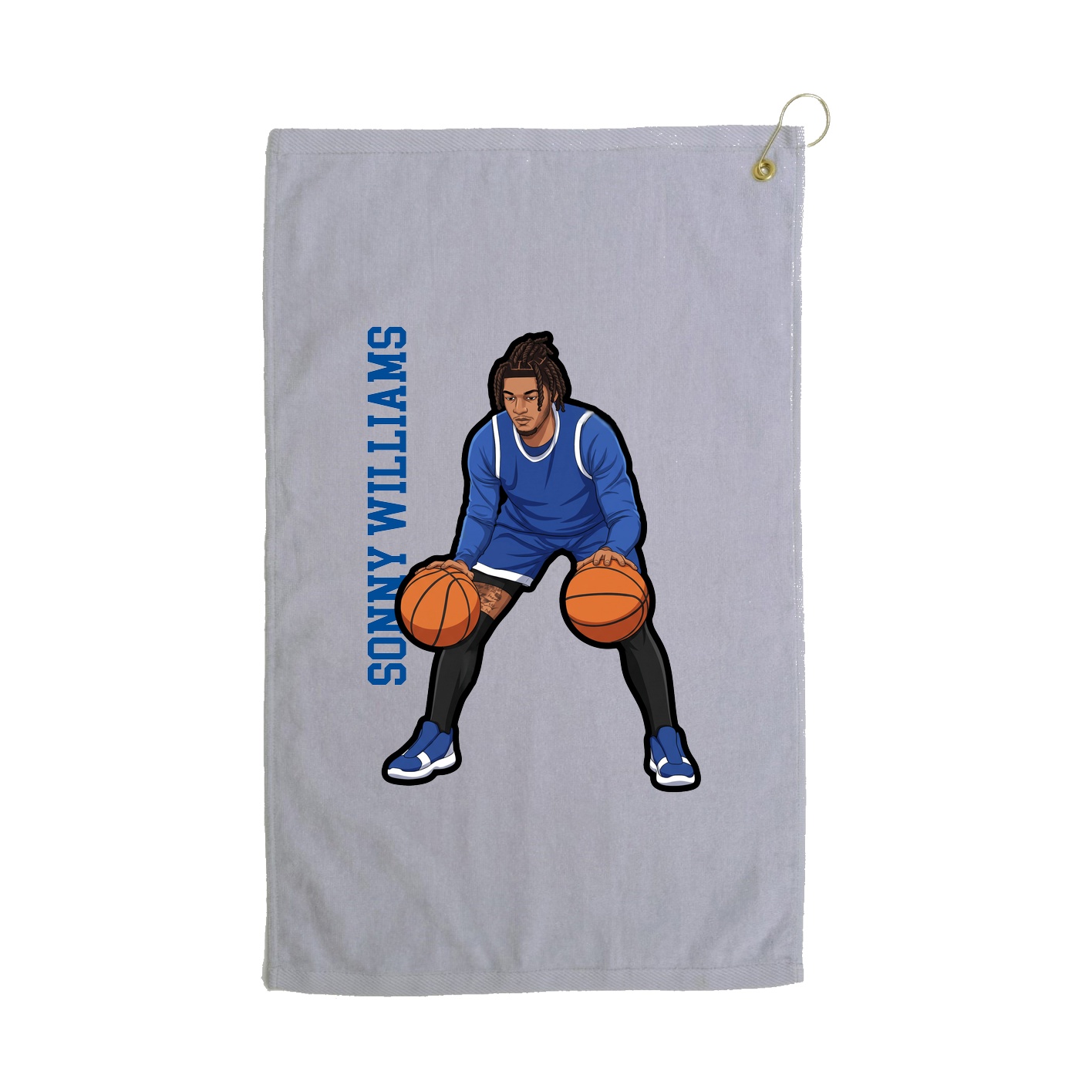 Golf Towel — Name Vertical in Grey